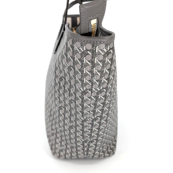 Tory Burch Ever Ready Large Tote Zinc Gray Coated Canvas Monogram Logo Bag - Picture 5 of 14